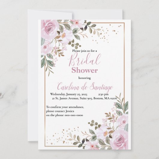 Simply Elegant Bridal Shower Invitation 招待状 (正面)