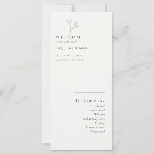 Simply Elegant Emerald Modern Wedding Program (正面)