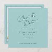 Simply Elegant Minimalist Save The Date Photo Card 招待状 (正面/裏面)