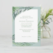 Simply Elegant Seafoam Tropical Palm Wedding Inv 招待状 (スタンド正面)