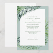 Simply Elegant Seafoam Tropical Palm Wedding Inv 招待状 (正面/裏面)
