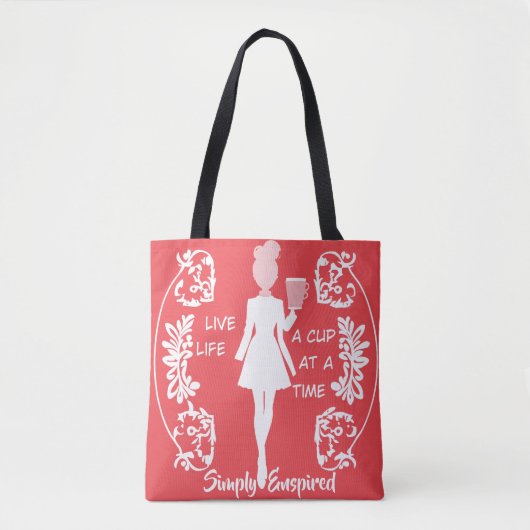 Simply Enspired "一杯ずつ楽しむ人生" トートバッグ (正面)