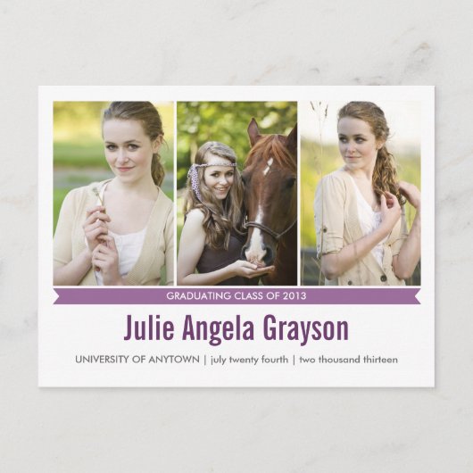 Simply Genius 3写真卒業はがき インビテーションポストカード (正面)