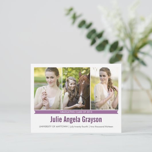 Simply Genius 3写真卒業はがき インビテーションポストカード (スタンド正面)