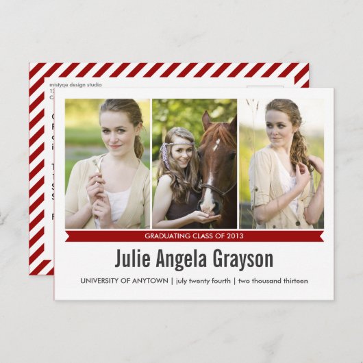 Simply Genius 4写真卒業はがき インビテーションポストカード (正面/裏面)