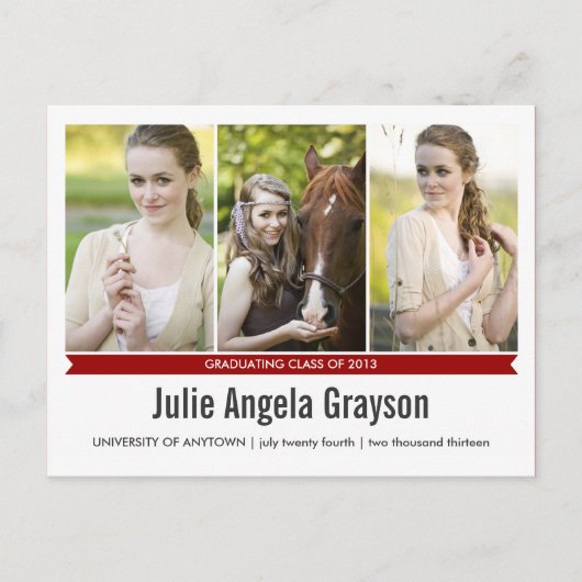 Simply Genius 4写真卒業はがき インビテーションポストカード (正面)