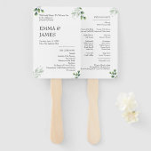 Simply Greenery Wedding Program Invitation ハンドファン (正面&裏面)