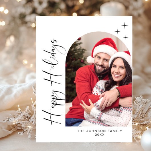 Simply Holiday PHOTOエレガントクリスマスグリーティング ポストカード