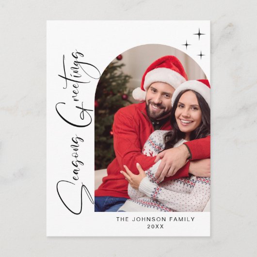 Simply Holiday PHOTOエレガントクリスマスグリーティング ポストカード (正面)