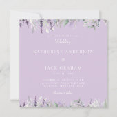 Simply Lavender Foliage Wedding Square 招待状 (正面)