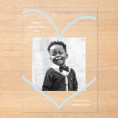 Simply Love Blueハート写真バレンタインデー アクリル招待状 (正面)