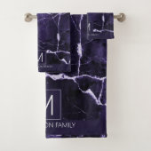 Simply Marble Monogram Purple and White ID672 バスタオルセット (インサイチュ)