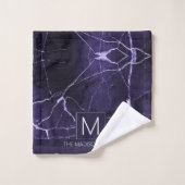 Simply Marble Monogram Purple and White ID672 バスタオルセット (ウォッシュタオル)