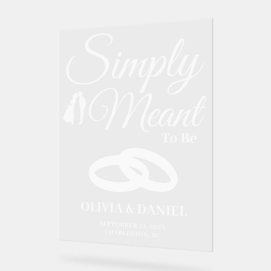  Simply Meant to Be Wedding Welcome アクリルサイン (傾斜)