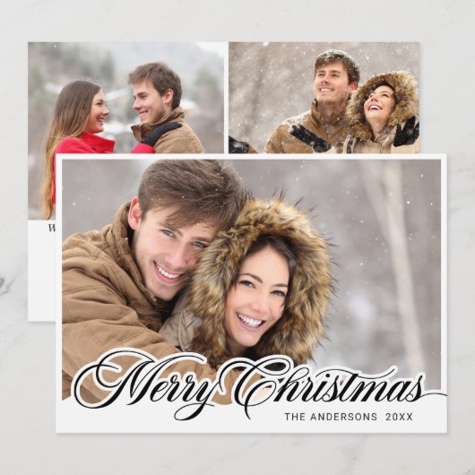 Simply Merry エレガント Christmas 3 PHOTO Greeting シーズンカード (正面/裏面)