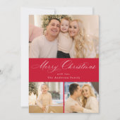 Simply Merry エレガント Christmas Script Red 4 Photo シーズンカード (正面)