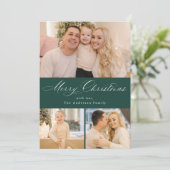 Simply Merry Christmas Green 4エレガント写真 シーズンカード (スタンド正面)