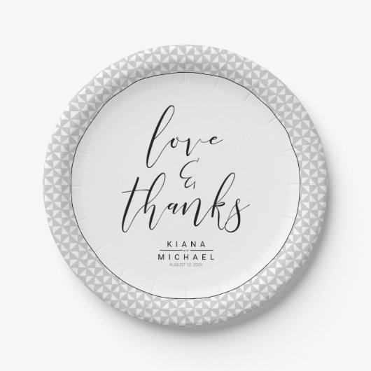 Simply Minimalistの結婚ブラックID感謝してい523 ペーパープレート (正面)
