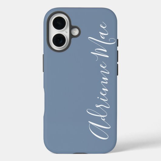 Simply Personalized Monogram Name Dusty Blue Case-Mate iPhoneケース (裏面)