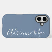 Simply Personalized Monogram Name Dusty Blue Case-Mate iPhoneケース (裏面 (横))