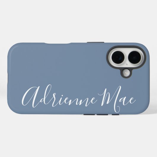 Simply Personalized Monogram Name Dusty Blue Case-Mate iPhoneケース (裏面 (横))