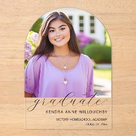 Simply Photo エレガント Arch Homeschool卒業 アクリル招待状