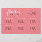 Simply Pink Lashサロン写真の価格リストメニューフライヤー チラシ (裏面)