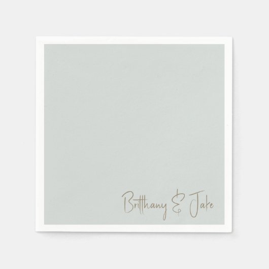 Simply Sage金ゴールドスクリプト結婚のカクテル スタンダードカクテルナプキン (正面)