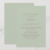 Simply Sage Bride Parents Gold Text Wedding 招待状 (正面/裏面)