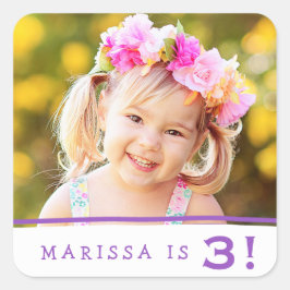 Simply Sweetフォトパーソナライズされた誕生日シール スクエアシール