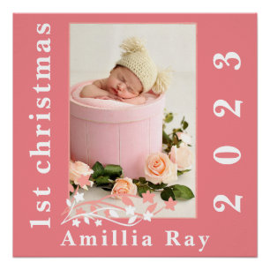 Simply Sweet Pink Baby Girl写真1st christmas ポスター