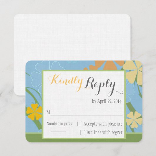 Simply Tropical Wedding RSVPカード (正面/裏面)