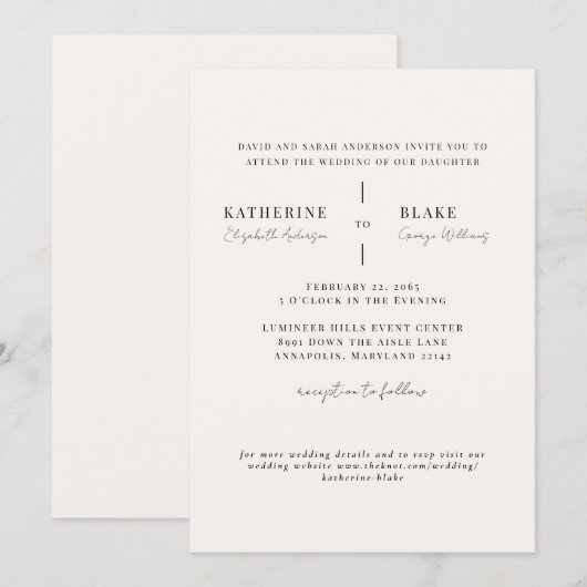 Simply Us Light Champagne Website 結婚's 招待状 (正面/裏面)