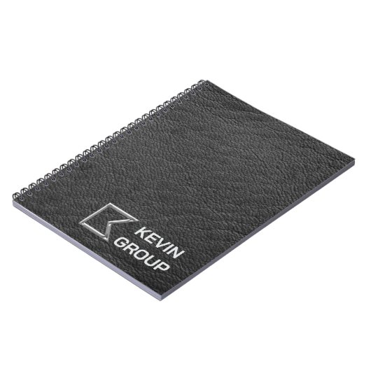 Simulated Black Leather Business Logo ノートブック (左側)