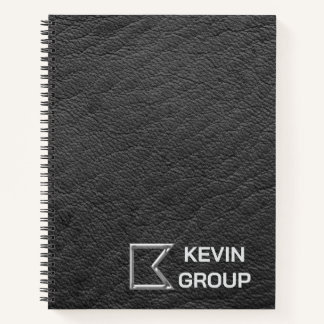 Simulated Black Leather Business Logo ノートブック