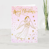simulated foil angel Merry Christmas card カード (正面)