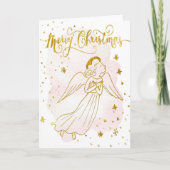 simulated foil angel Merry Christmas card カード (正面)