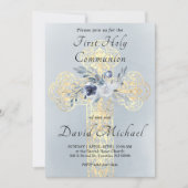 simulated gold foil Holy Cross First Communion 招待状 (正面)