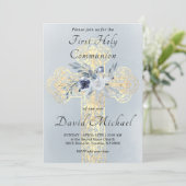 simulated gold foil Holy Cross First Communion 招待状 (スタンド正面)