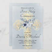 simulated gold foil Holy Cross First Communion 招待状 (正面/裏面)
