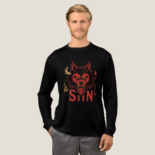 Sin Wolf Tシャツ – Harvitative Devil Wolf Head Graphi (正面全体)