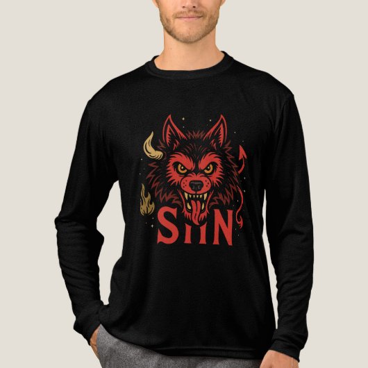 Sin Wolf Tシャツ – Harvitative Devil Wolf Head Graphi (正面)