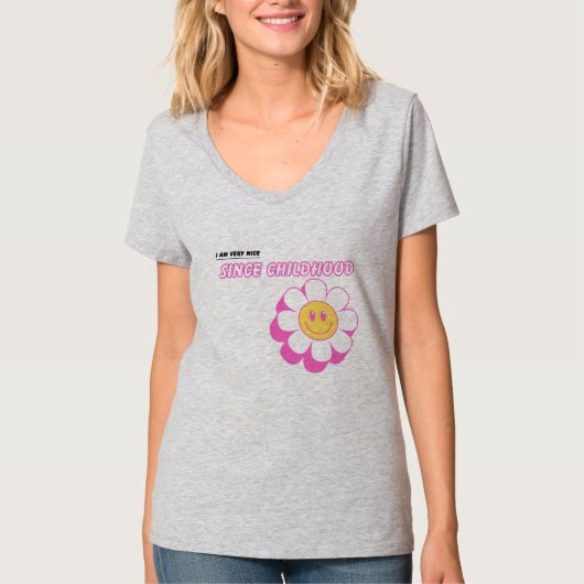 Since Childhood Light Steel Womens V-Neck T-Shirt Tシャツ (正面)