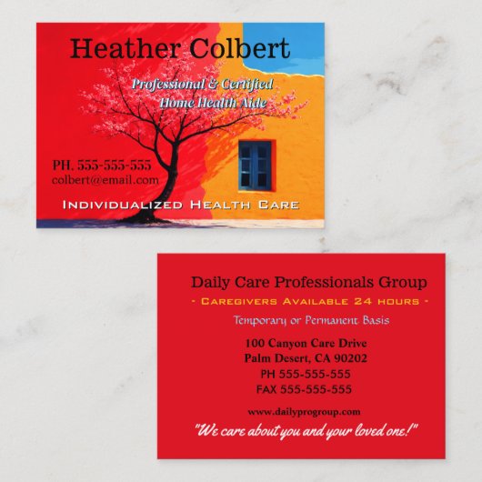 Sincere Friendly Cheerful Professional Caregiver  名刺 (正面/裏面)