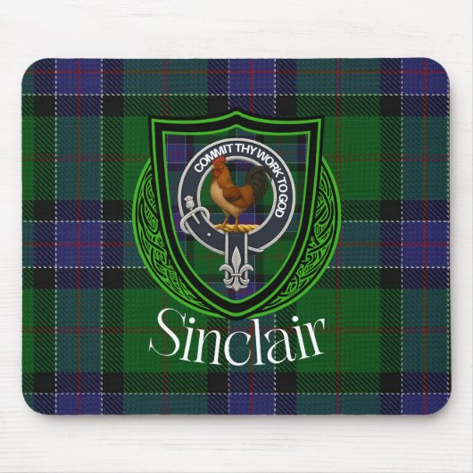 Sinclair Scottish Clan Tartan and Crest  マウスパッド (正面)