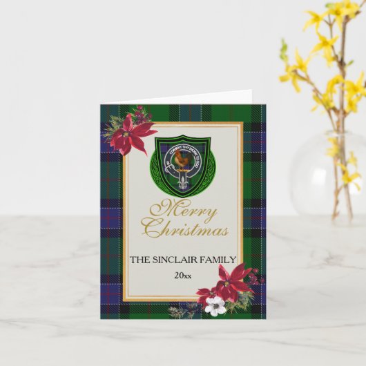Sinclair Scottish Clan Tartan & Crest カード (黄色い花)