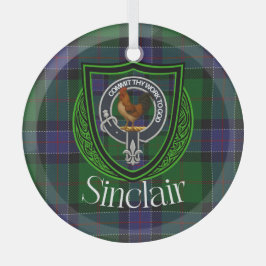 Sinclair Scottish Clan Tartan & Crest ガラスオーナメント