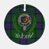 Sinclair Scottish Clan Tartan & Crest ガラスオーナメント (裏面)