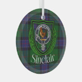 Sinclair Scottish Clan Tartan & Crest ガラスオーナメント (正面右)