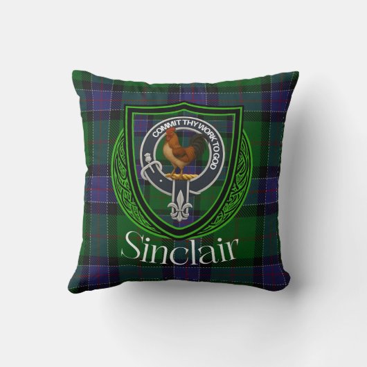 Sinclair Scottish Clan Tartan & Crest クッション (裏面)